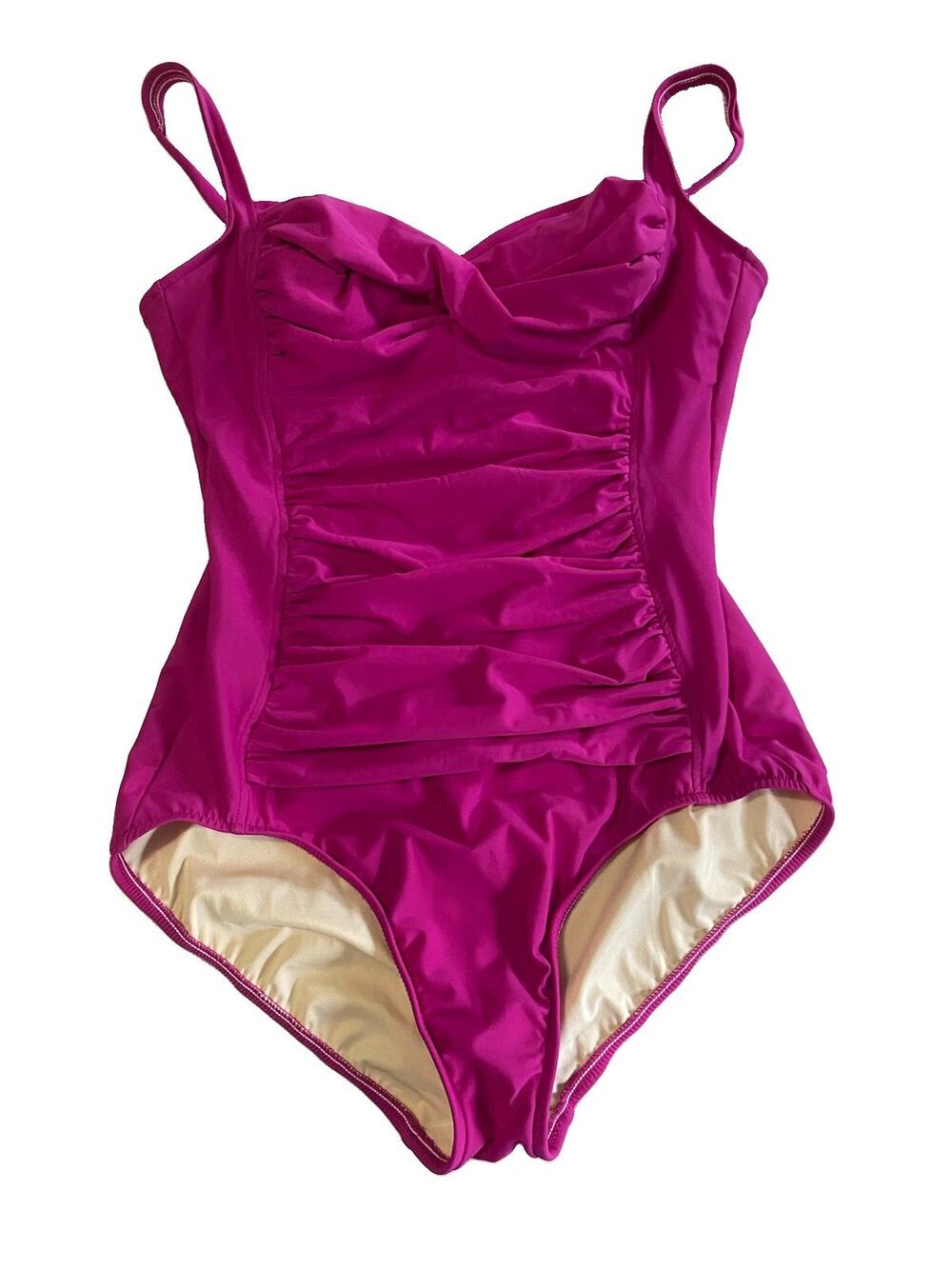 miraclesuit one piece pink magenta ruched swimsuit 12C vintage hollywood style